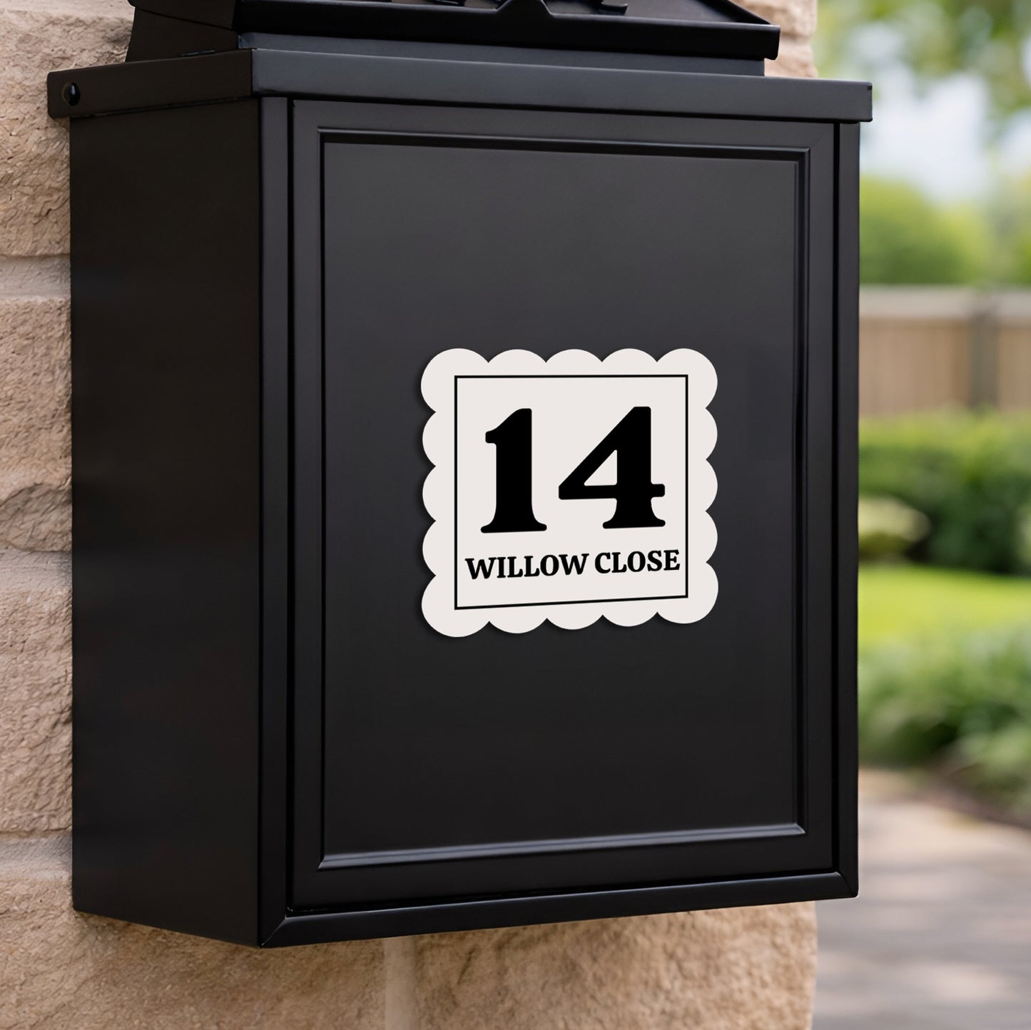 Personalised Address Sticker | Retro Scalloped Design Bin Sticker