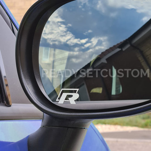 4x Small R Stickers Decals | Mirror, Interior & Exterior VW Golf, Passat, Touareg