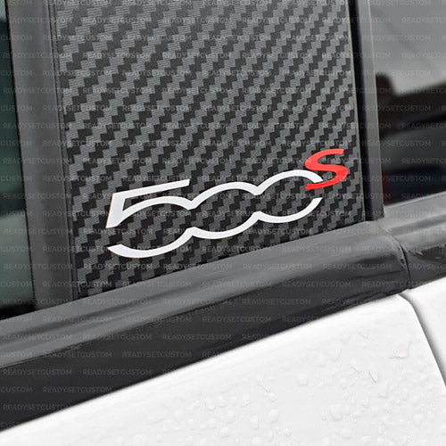 Fiat 500s Door Pillar Decals / Stickers x3, 500 Sport Logo
