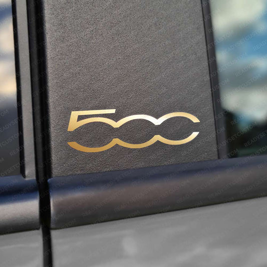 Premium Chrome Gold Fiat 500 Door Pillar Sticker Decals