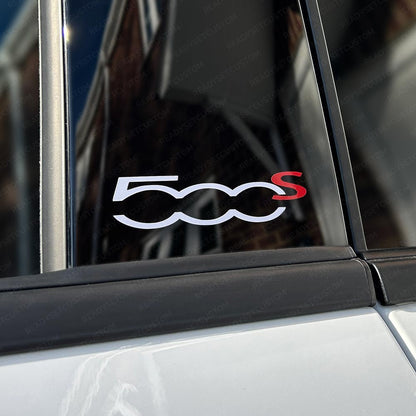 Fiat 500s Door Pillar Decals / Stickers x3, 500 Sport Logo