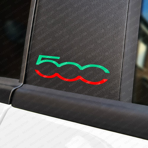 Italian Green & Red Fiat 500 Door Pillar Stickers / Decals