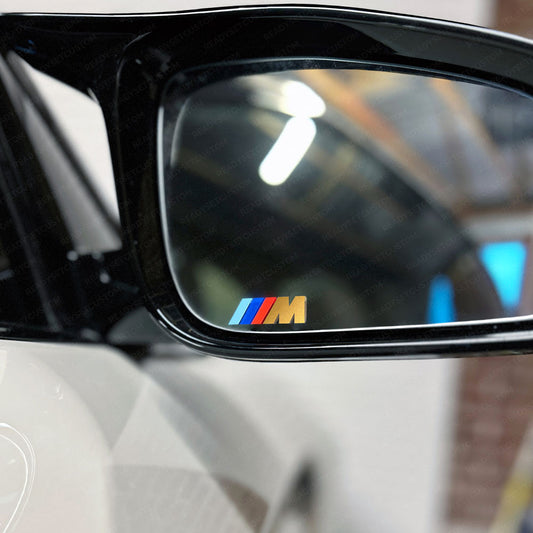 4x BMW M Wing Mirror Decals - White, Silver & Gold