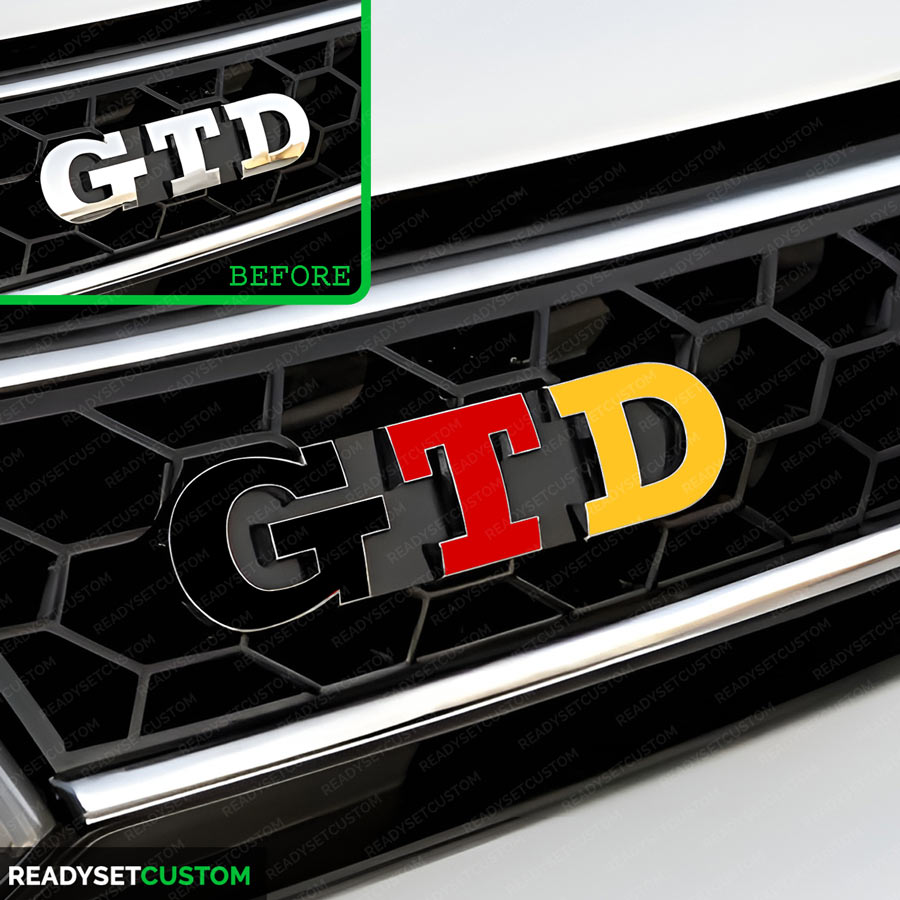 GTD Sticker Overlay for Front & Rear GTD Badges | Compatible with VW GOLF MK7 & 7.5