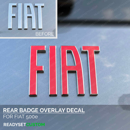 FIAT Colour Change Rear Badge Overlay Decal Sticker for Fiat 500e